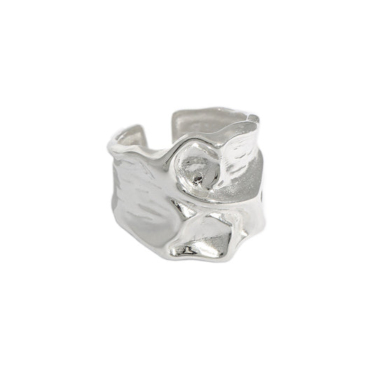 Anillo de Plata Esterlina 925 con Textura Arrugada para Mujer