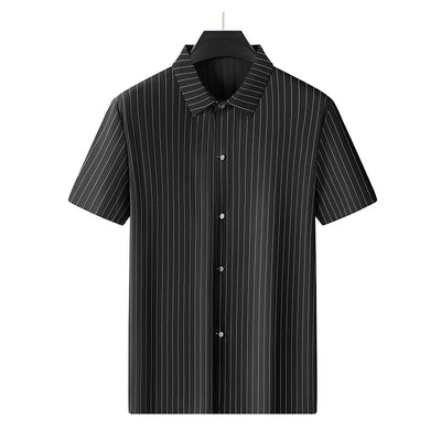 Camisa Casual de Talla Grande para Hombre con Cuello Cuadrado y Rayas en Tela Fresca - Image 6