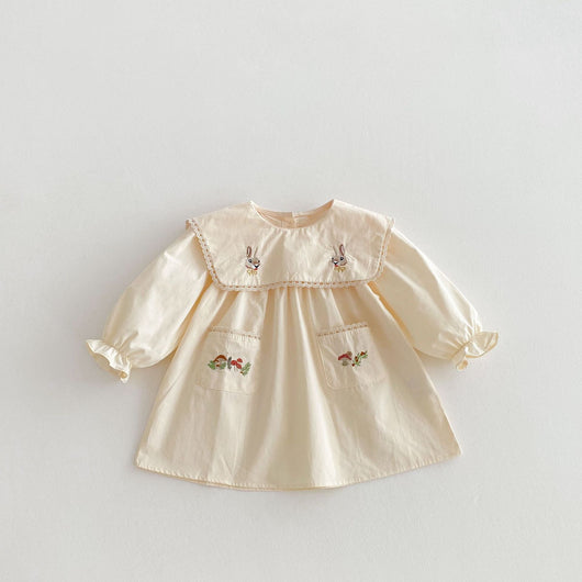 Vestido Infantil Coreano con Bordado de Conejo Animado - Image 28