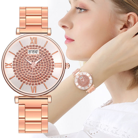 Reloj para mujer de acero aleado con correa metálica - Image 2