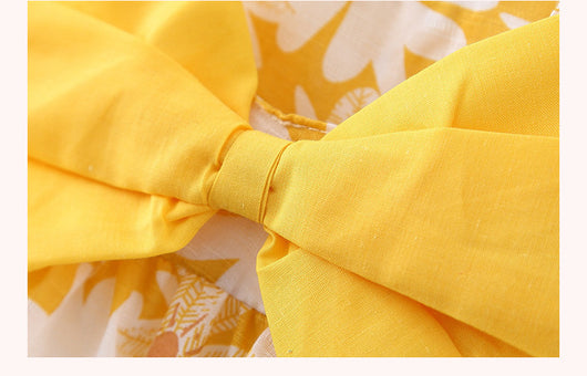 Vestido Camiseta Estampado Treasure con Tirantes y Moño - Versión Coreana - Image 11