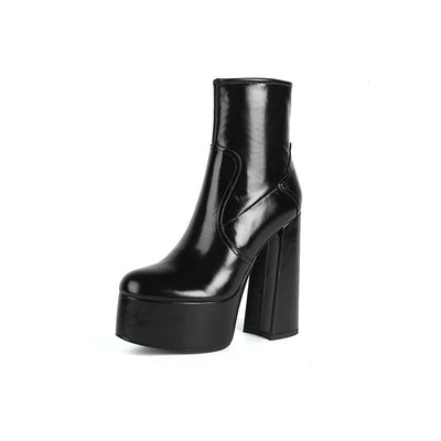 Botas Cortas Mujer Tacón Grueso Plataforma Impermeable Altura Extra - Image 2