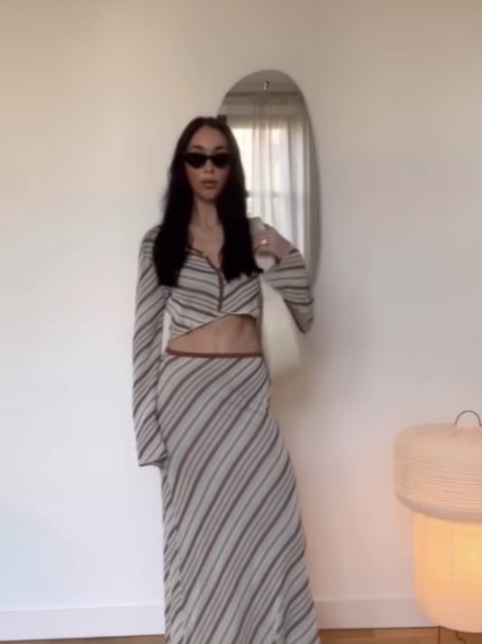 Conjunto Falda y Cardigan Tejido Francés para Mujer