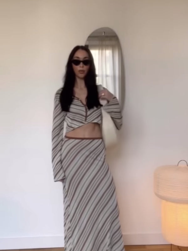 Conjunto Falda y Cardigan Tejido Francés para Mujer