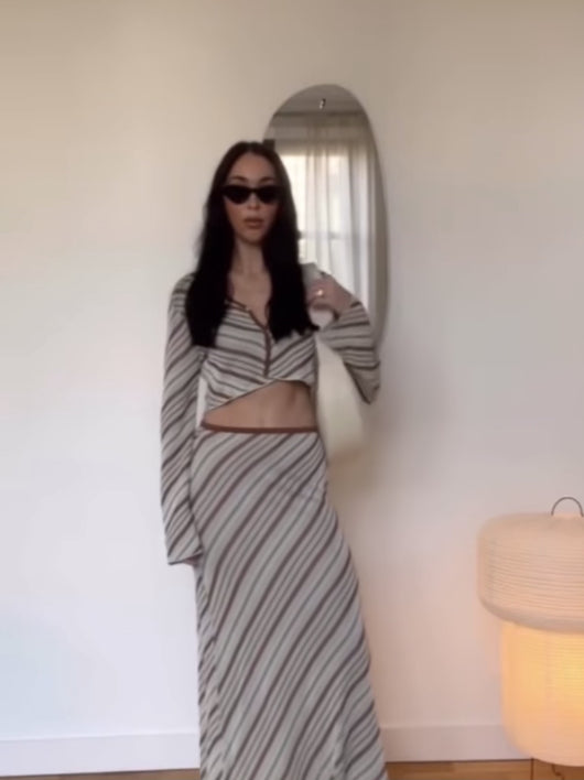 Conjunto Falda y Cardigan Tejido Francés para Mujer
