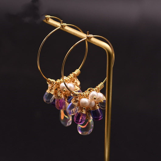 Pendientes de Cristal Checo con Perlas - Image 3