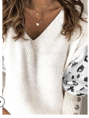 Blusa Tejida Suelta con Cuello V y Manga Larga en Colores Lisos - Image 4