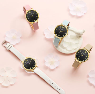 Reloj de Moda para Mujer con Correa de Cuero PU y Detalles Dorado Rosado