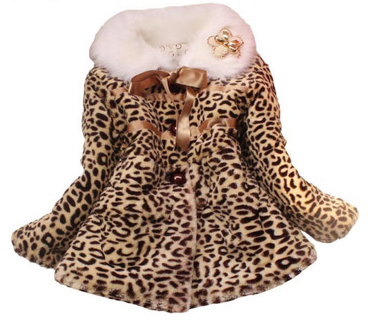 Abrigo de algodón con estampado leopardo para niñas