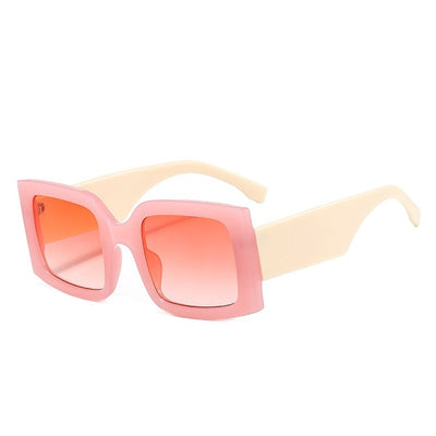 Large-frame green and tortoise shell sunglasses with gradient blue to yellow square lenses. - Image 17