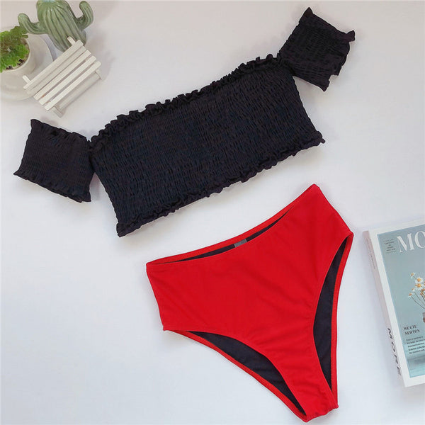 Bikini Dividido Sexy con Cierre de Pasadores para Mujer