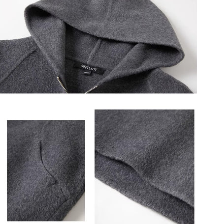 Abrigo Corto de Lana Reversible para Mujer - Gris Elegante - Image 7