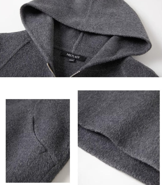Abrigo Corto de Lana Reversible para Mujer - Gris Elegante - Image 7
