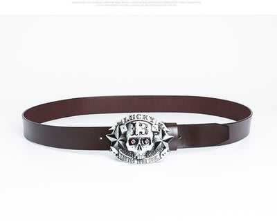 Cinturón de Cuero para Hombre con Hebilla Calavera Skateboard - Image 22