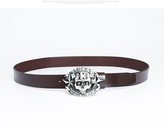 Cinturón de Cuero para Hombre con Hebilla Calavera Skateboard - Image 22