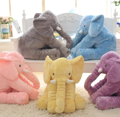 Pink 60cm and yellow 40cm elephant plush dolls, soft comfort pillows for babies and kids. - Image 57