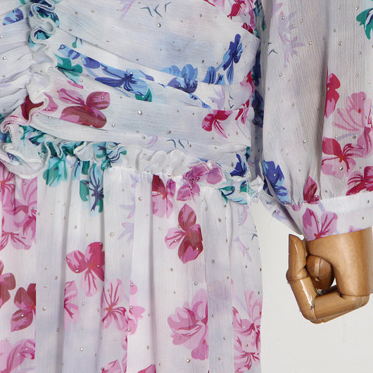 Vestido Estampado con Cuello Mao y Mangas Globo Plisadas - Image 15