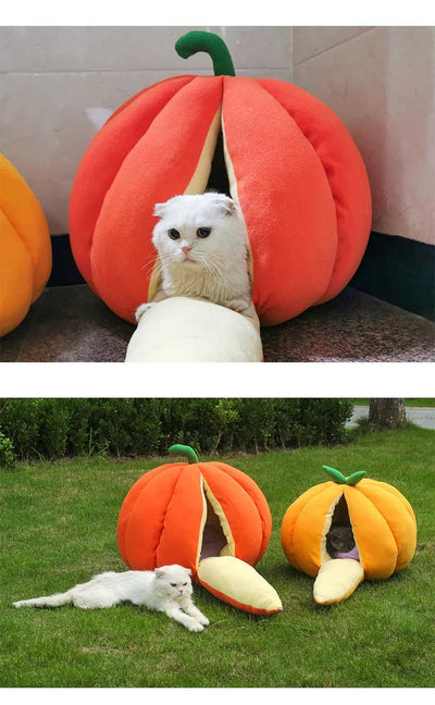 Cama Nido Cálida para Gatos - Casa Tipo Calabaza Cerrada con Bolsa de Dormir - Image 21