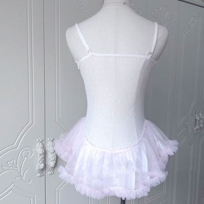 Traje de Baño Enterizo con Encaje Transparente y Falda Suspender Artesanal - Image 7