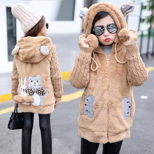Chaqueta de Algodón con Detalles de Pelaje Sintético para Niñas - Image 13