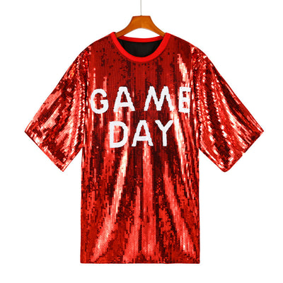 Blusa Suelta Lentejuelas Manga Corta Talla Grande para Mujer - Image 8