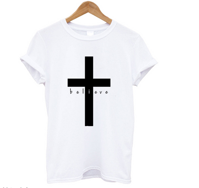 Camiseta Believe con Letras Estilo Urbano Europeo para Hombre y Mujer - Image 7