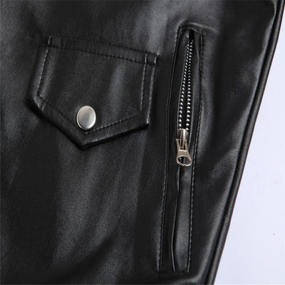 Chaqueta de Cuero Slim con Cremallera Diagonal y Solapa - Image 5