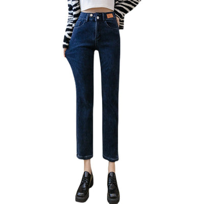 Pantalones Denim Cintura Alta con Forro de Visón para Mujer - Image 8
