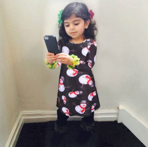 Vestido Infantil Navideño con Estampado de Papá Noel Manga Larga - Image 11