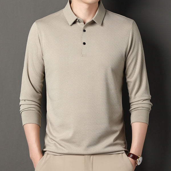 Camiseta Jacquard Manga Larga Otoño para Hombre Joven y Adulto