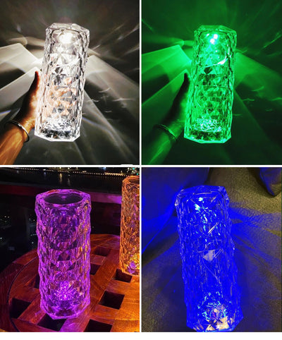 Lámpara Proyectora LED Rosa con Cristal Diamante - Luz Nocturna Táctil USB - Image 7