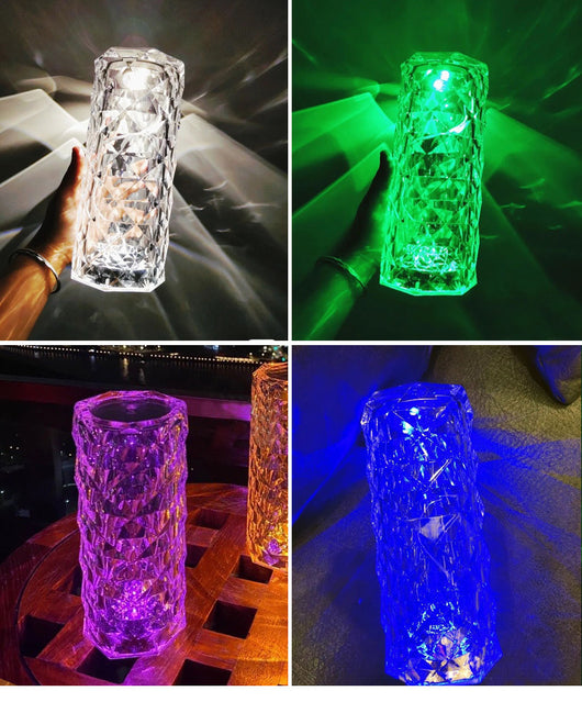 Lámpara Proyectora LED Rosa con Cristal Diamante - Luz Nocturna Táctil USB - Image 7