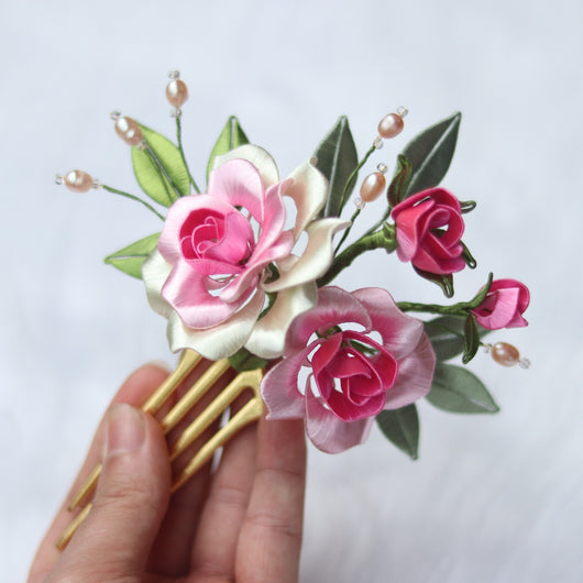 Peine Ondulado de Flores Peonía Camelia con Degradado Curling