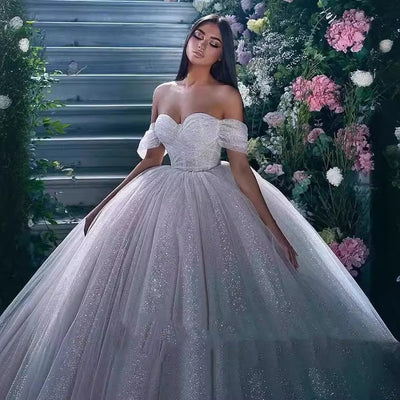 Vestido de Novia Hombros Descubiertos Estilo Hada Bosque Lentejuelas Efecto Silueta - Image 2