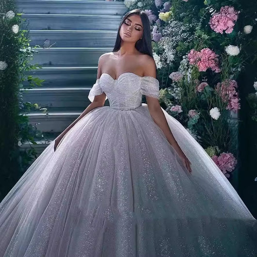 Vestido de Novia Hombros Descubiertos Estilo Hada Bosque Lentejuelas Efecto Silueta - Image 2