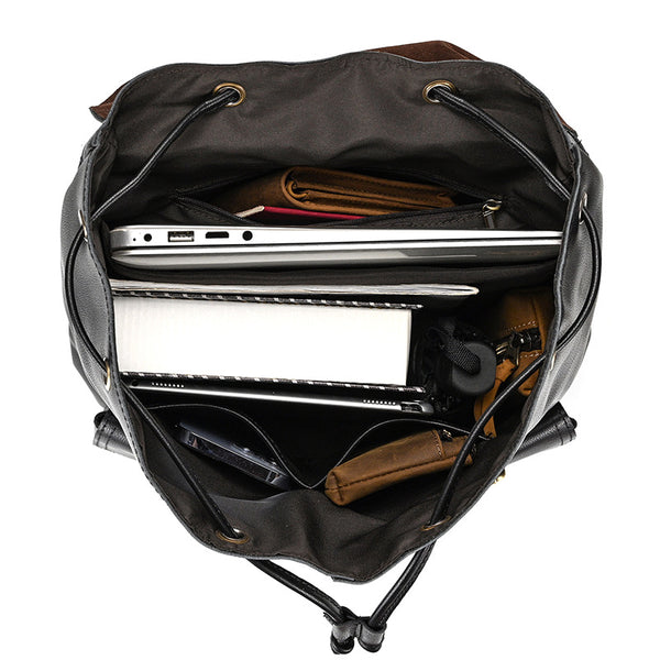 Mochila de Viaje en Cuero Premium con Compartimento Abatible