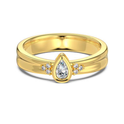 Anillo Retro de Mujer en Metal con Forma de Pera y Acabado Cepillado - Image 6