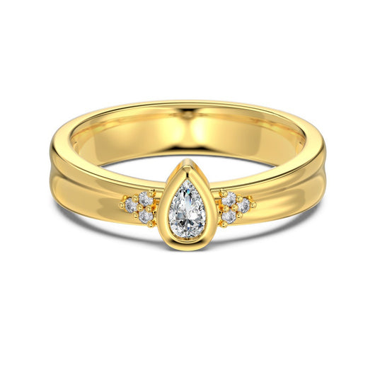 Anillo Retro de Mujer en Metal con Forma de Pera y Acabado Cepillado - Image 6