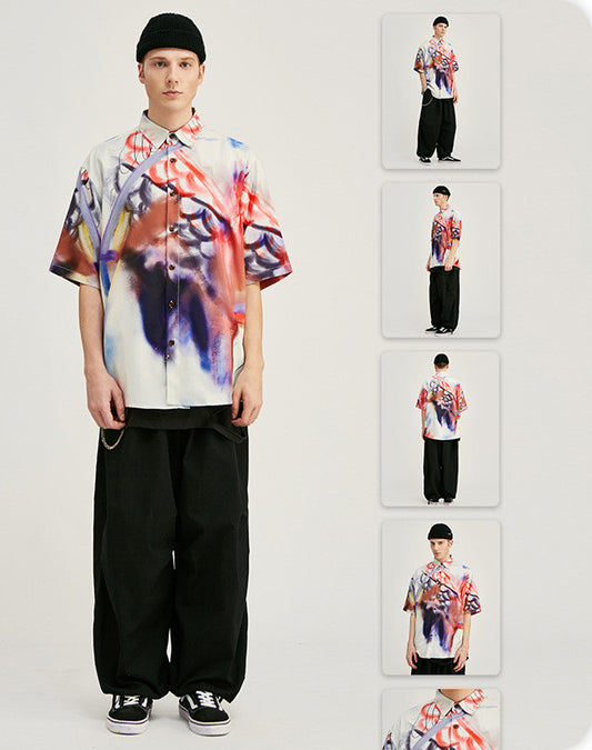 Camisa Suelta de Manga Corta en Colores Vibrantes
