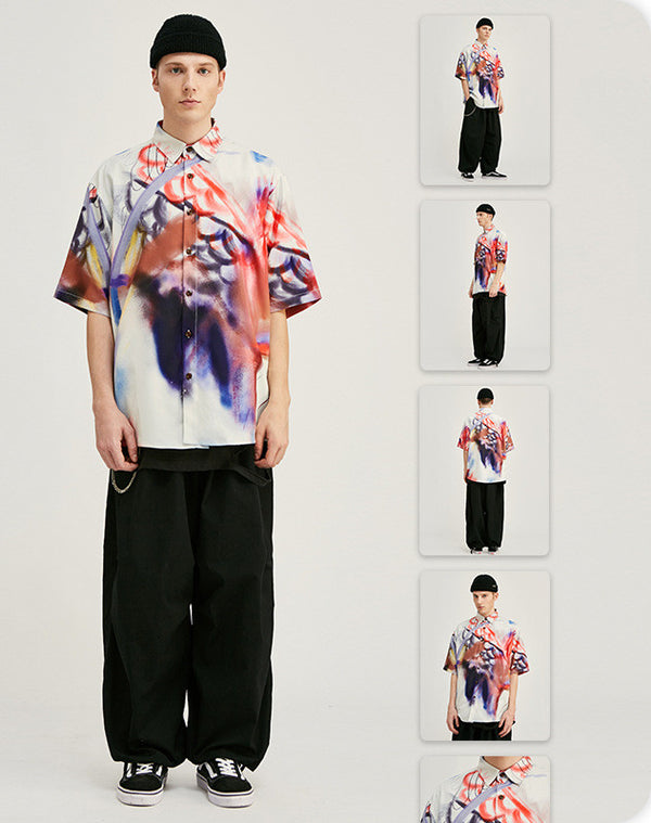 Camisa Suelta de Manga Corta en Colores Vibrantes