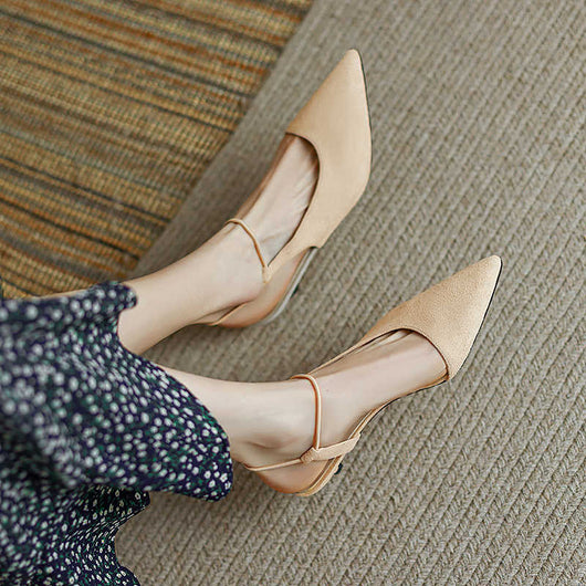 Sandalias de Cuero Genuino con Tacón Alto Hueco - Diseño Versátil para Verano - Image 3