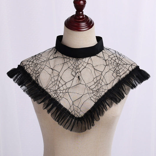 Cuello Falso de Encaje Mesh Negro para Niñas