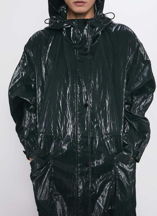 Abrigo Trench Plisado Brillante para Mujer - Elegancia Casual - Image 3