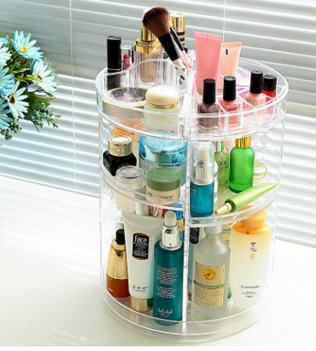 Organizador de Maquillaje Giratorio 360° con Almacenamiento Desmontable