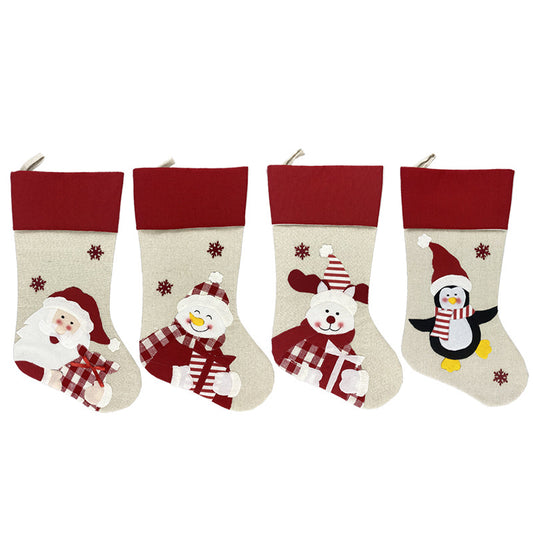 Bolsa de Regalo Navideña con Diseños de Papá Noel, Muñeco de Nieve y Reno