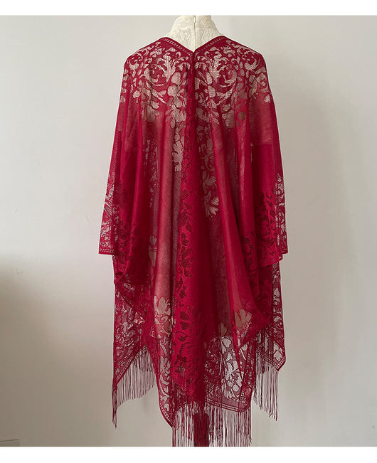 Chal Ligero de Encaje con Flecos para Mujer - Perfecto para Verano - Image 25