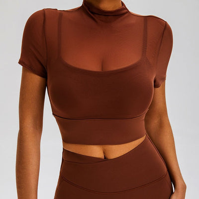 Top Deportivo Cuello Alto con Soporte de Pecho - Diseño Sensual Granate - Image 19