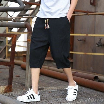 Pantalones Cortos de Lino Holgados para Hombre - Image 7
