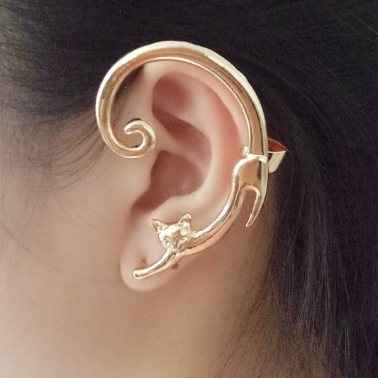 Arete Individual de Gato Punk con Ear Cuff Integrado - Image 2