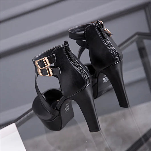 Sandalias Romanas de Tacón Grueso con Hebilla Elegante para Mujer - Image 10